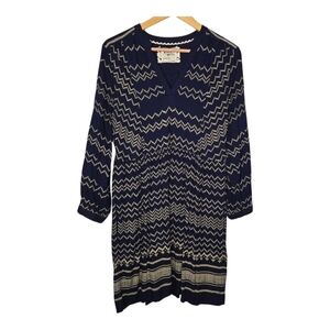 Holding Horses Anthropologie Boho Fabrica Chevron Print Shirt Dress Medium